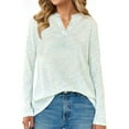 thumbnail image 3 of UVN Long Sleeve Shirts for Women Fall V Neck Waffle Knit Blouses Dressy Casual Tunic Tops Ladies Work Clothes, 3 of 8