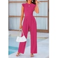 thumbnail image 4 of PRETTYGARDEN Summer Jumpsuits for Women Dressy Casual Ruffle Cap Sleeves Romper Crew Neck Rib Knit One Piece Outfits, 4 of 8