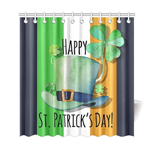 Gckg Ireland Flag Clover Shamrock Shower Curtain Green
