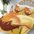 thumbnail image 3 of Ambesonne Tropical Fitted & Top Sheet Set with Shams, Majestic Sunset View, Burnt Orange, 3 of 5