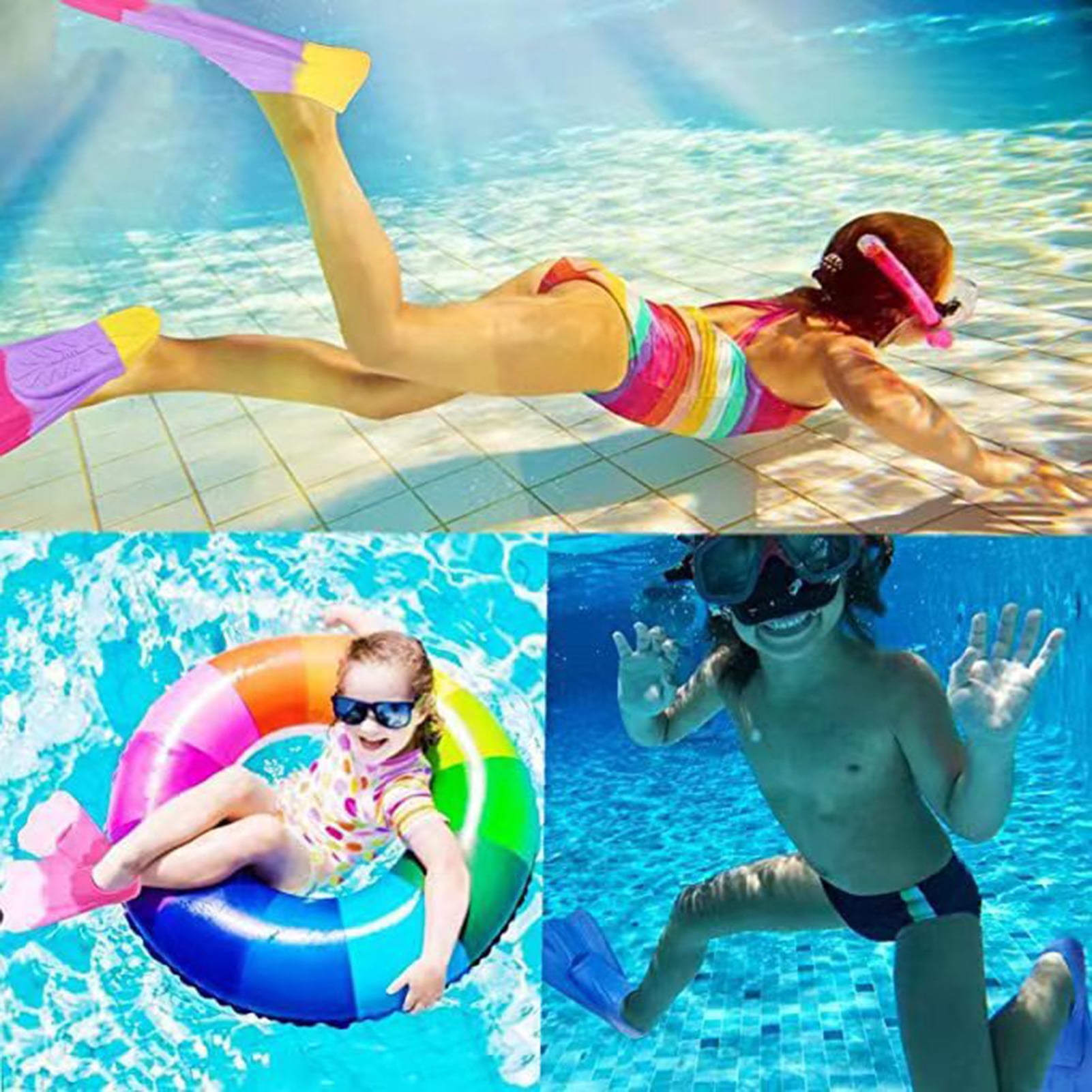 Opolski 1 Pair Swim Fins Comfortable Non-slip Ergonomics Professional Auxiliary Training Silicone Short Swimming Training Flippers Water Sports Macaroon