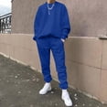 thumbnail image 2 of KaLI_store Outfits for Men Men's Gym Running Fitness Pants Shirt Top Long Sleeve Jacket Set 2 PCS - Workout Outfit Set Blue,XL, 2 of 5