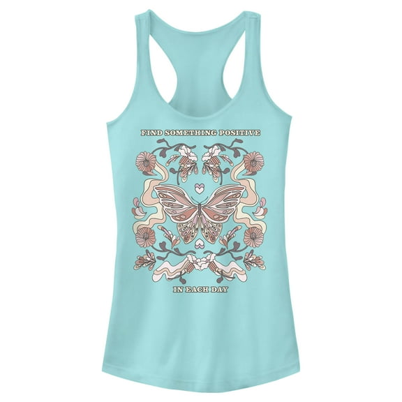 Junior's Lost Gods Positive Day Butterfly Racerback Tank Top Cancun 2X Large