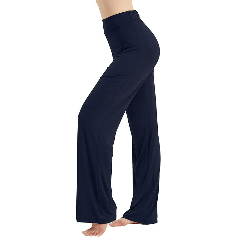 FELEMO Women's Bootcut Yoga Pants High Waist Workout Pants 4 Way Stretch  Tummy Control Work Pants Flare Pants(NAVY/M) 