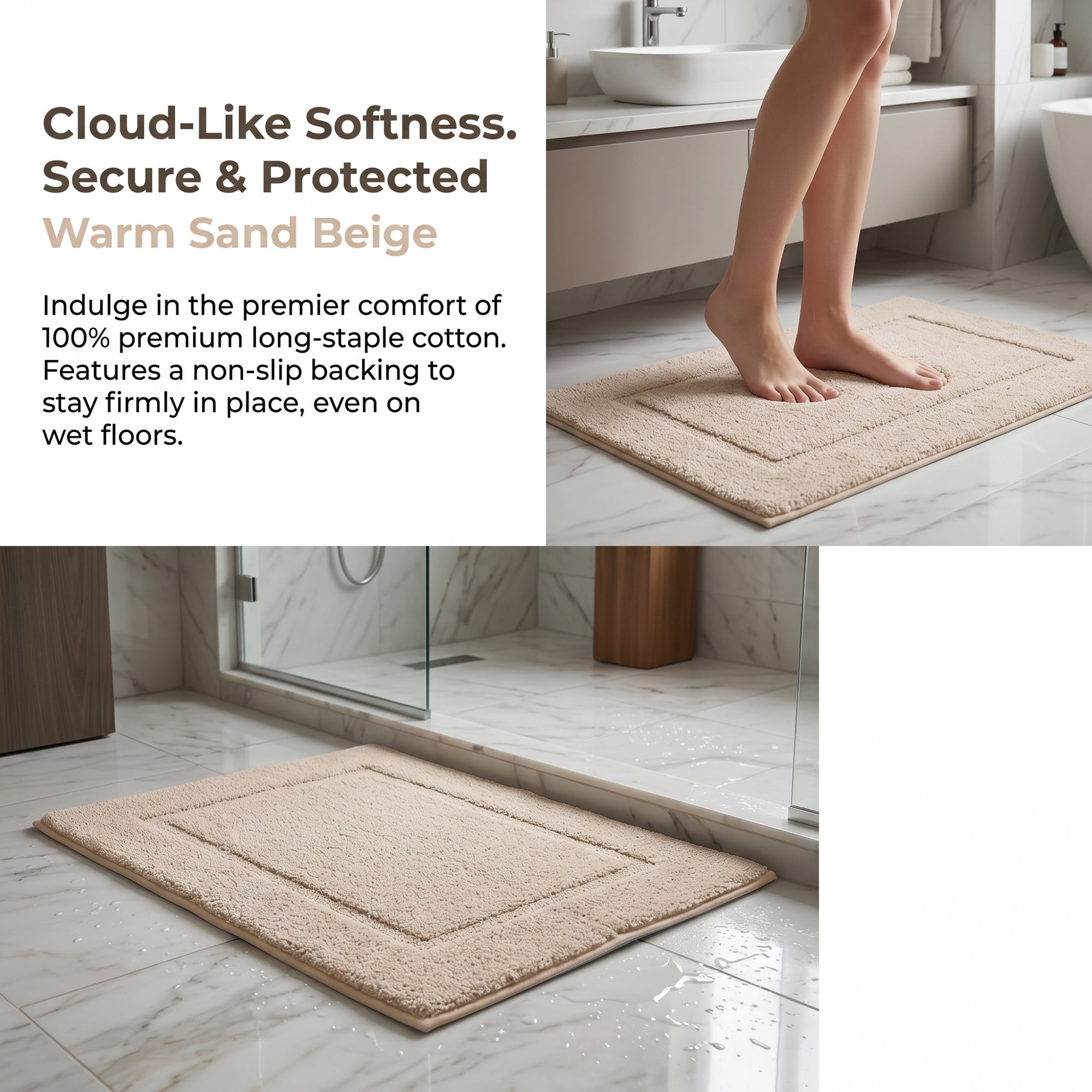 Unique Bargains Plush Absorbent Microfiber Bathroom Mat Non-Slip Rug Khaki 32" x 20"
