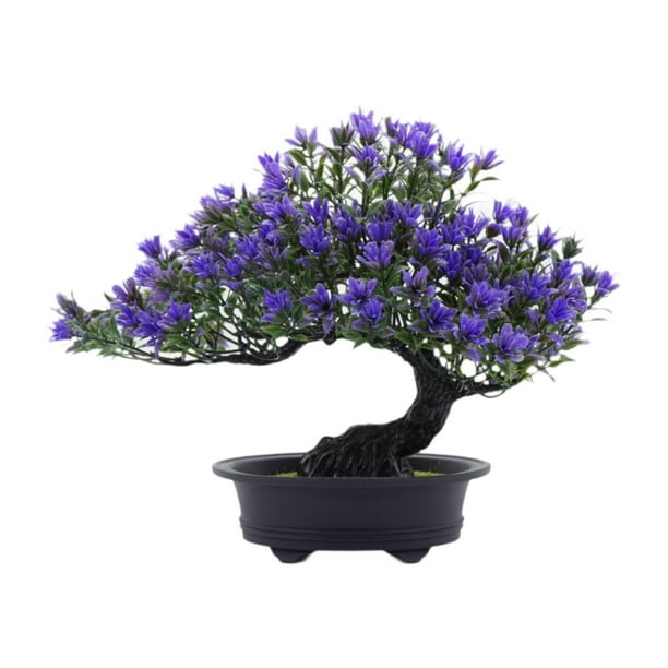 Árbol bonsái artificial de bienvenida en maceta, novedoso centro de mesa, obra de arte pequeña Morado oscuro