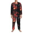 thumbnail image 3 of Sikiie Lone Rider Under Red Sky Mens Pajama Set, Soft Warm Long Sleeve Sleepwear, Cozy Button-Down Pjs for Men-Small, 3 of 7