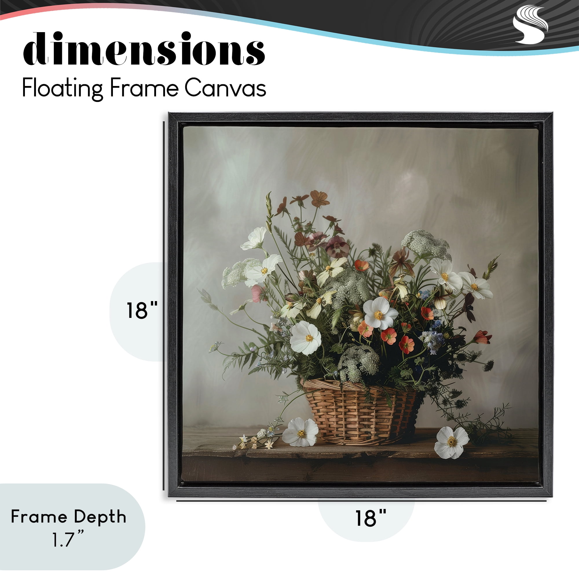 Stupell Industries Flowers In A Basket Arrangement Black Framed Floater Canvas Wall Art, design by Lazar Studio