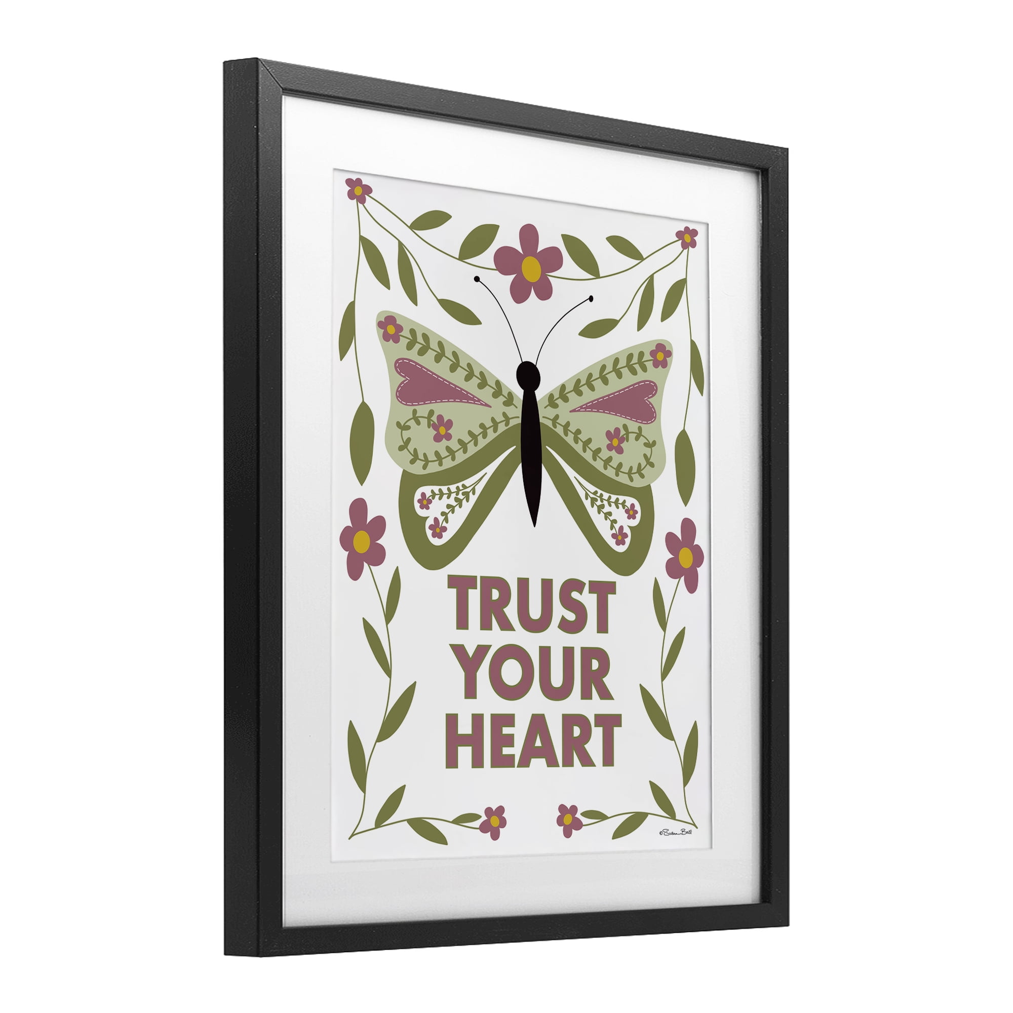 Stupell Industries Trust Your Heart Symmetrical Black Framed Print Under Glass, design by Susan Ball