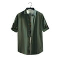 thumbnail image 1 of pstuiky camisetas de manga corta para hombre, Camisa informal de manga corta con cuello alto y botones para hombre, color liso camisetas de hombre xxl, 1 of 3
