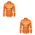 thumbnail image 2 of Minnieouse Slim Fit Camisetas de manga larga para hombres - Camisa de satén transpirable y lavable a máquina para hombre Camisa formal de manga naranja S 2piezas, 2 of 6