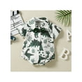 thumbnail image 2 of hirigin Baby Boys Lapel Romper, Summer Infant Cartoon Dinosaur Leaves Printing Short Sleeve Single-breasted Jumpsuit, 2 of 8