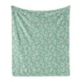 thumbnail image 1 of Floral Soft Flannel Fleece Blanket, Hydrangea Flowers Repeating Romantic Feminine Composition on Teal Toned Backdrop, Cozy Plush for Indoor and Outdoor Use, 60" x 80", Teal and Ivory, by Ambesonne, 1 of 6