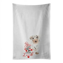 Carolines Treasures WDK3862WTKT 28 x 19 in. Unisex Dachshund Dapple No.2 So Loved White Dish Towels Kitchen Towel - Set of 2