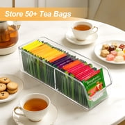 Tea Bag Organizer, Tea Bag Holder Box Storage Bin, Clear Tea Packet Plastic Drawer, Sugar Packet, Coffee, Condiment, Tea Spice Bag Holder for Kitchen Cabinet, Countertop, Fridge