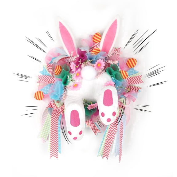 Easter Door Wreath with Bunny Butt Ears Decorations Easter Rabbit Garland for Front Door Supplies