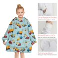 thumbnail image 6 of Cartoon Construction Vehicles Cranes Light Blue Pattern Blanket Hoodies for Kids 6-13YR Oversize Wearable Blanket Hoodies for Boys Girls Teens, 6 of 7