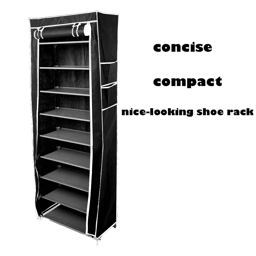 Shoe Organizer for Home, 9 Lattices Non-woven Fabric Shoe Rack, Room-saving Assembled Cloth Wardrobe, Rack Black