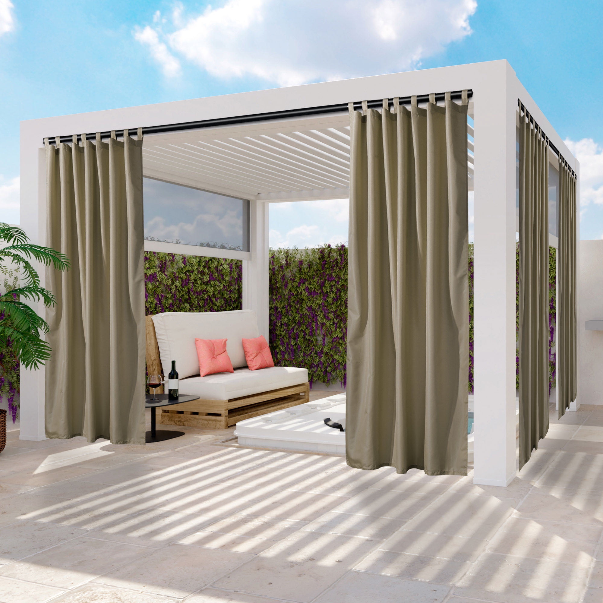 LAGarden 54"x108" Outdoor Privacy Curtain Panel Tab Top UV30+ Patio