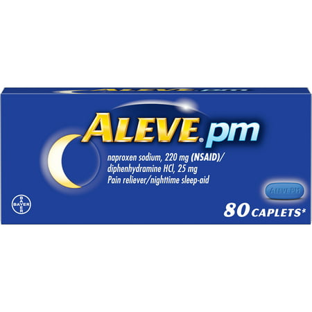Aleve PM Pain Reliever/Nighttime Sleep Aid Naproxen Sodium Caplets, 220 mg, 80