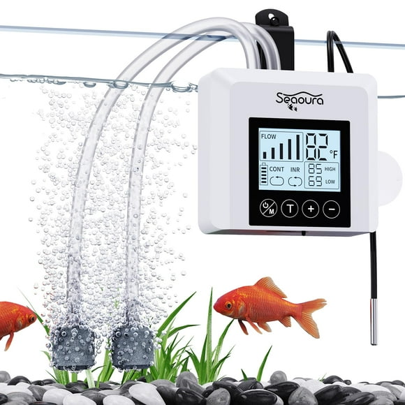 Aireador de pecera SEAOURA recargable por USB con termómetro