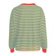 thumbnail image 5 of WEAIXIMIUNG Chandail en Molleton pour Femmes à Fermeture Éclair, Manches Longues, Col Rond, Rayé, à Blocs de Couleur, Coupe Ample Tendance, Haut Décontracté, 5 of 5