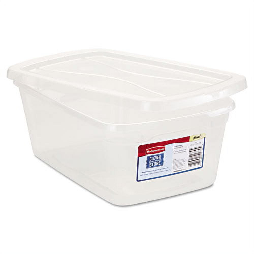 Rubbermaid Clever Store Snap-Lid Container, 13 3/8 x 16 7/8 x 5 3/8, 15 qt,  Clear