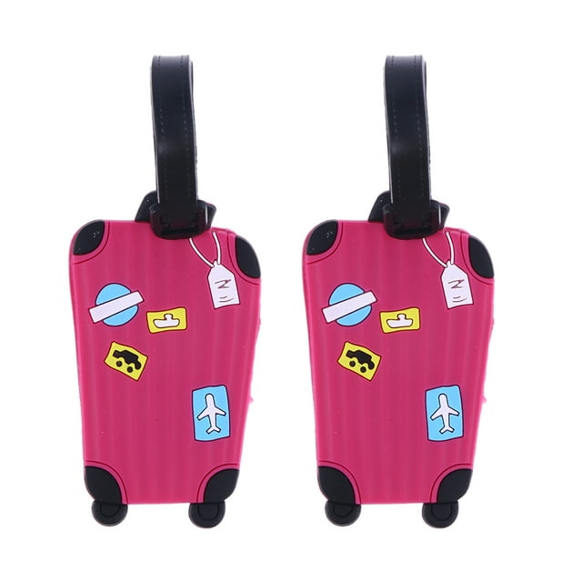 EeaseCA 2pcs Travel Accessories PVC Polyethylene Luggage Tags Suitcase ID Address Label Baggage Travel Tag(Pink)