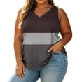 thumbnail image 2 of Wensltd Women Plus Size V Neck Sleeveless Tank Tops Color Block Soft Stretch Breathable Curved Hem Tank Shirt For Summer Daily Casual, 2 of 8