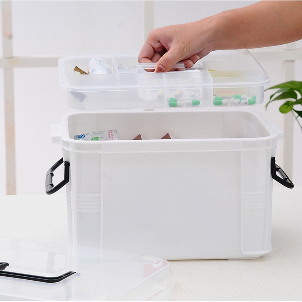 First Aid Kit Portable Emergency Box Plastic Medicine Storage Box Travel Medicine Box