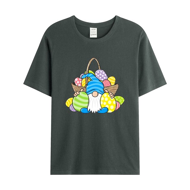 Outfmvch T-Shirts de Pâques pour Femmes, T-Shirts Graphiques pour Femmes, Blouses & Tuniques, Mode Décontractée Slim Imprimé Mignon Col Rond T-Shirt pour Femmes, Blouses pour Femmes Gris Foncé m