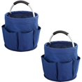 thumbnail image 1 of Set of 2 multipurpose storage baskets Tool basket, grooming bag, 6 pockets, foldable with padded carrying handle, Set of 2, Polyester, Blue color, Dia, 1 of 5
