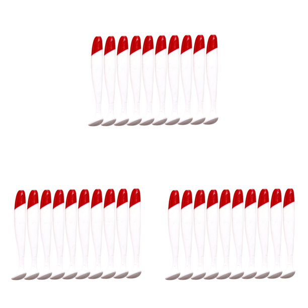 10 Uds Cabeza Cuerpo T Cola Cebo 5 Cm Gusano Swimbait Accesorios Pesca Rojo Blanco