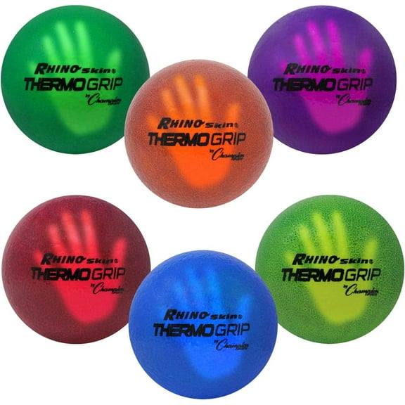 Champion Sports Premium Rhino Skin Dodgeball with Mesh Storage Bag, Set of 6 - Temperature Color Changing Playground Balls for Outdoor Games and Gym Class - Low Bounce Dodgeballs