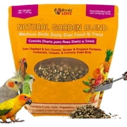 Birds LOVE Natural Garden Blend Bird Food for Medium Birds, Seed and Fruit Blend with Nuts, Vegetables and Grains, Daily Diet Food for Cockatiels, Conures, Ringneck Parakeets and Small Quakers, 4 lb