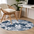thumbnail image 4 of Round Rug 4Ft Washable Non-Slip, Blue White Flowers Circle Area Rugs for Living Room Bedroom, Country Vintage Botanical Floral Indoor Floor Mats Carpet Runner for Home Decor Aesthetic, 4 of 8