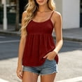 thumbnail image 5 of Camisole Tops for Women Eyelet Embroidery Spaghetti Strap Empire Waist Sleeveless Peplum Summer Casual Tank Tops, 5 of 7