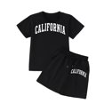 thumbnail image 3 of Hiijoy Little Girls Outfits California Print Short Sleeve T Shirt Shorts Set, Sizes 5-6Y, 3 of 4