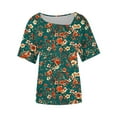 thumbnail image 4 of Perfectbot Women Shirts V Neck Print Summer Relaxed Short Sleeve Casual Tees Tops Size S-3XL, 4 of 4