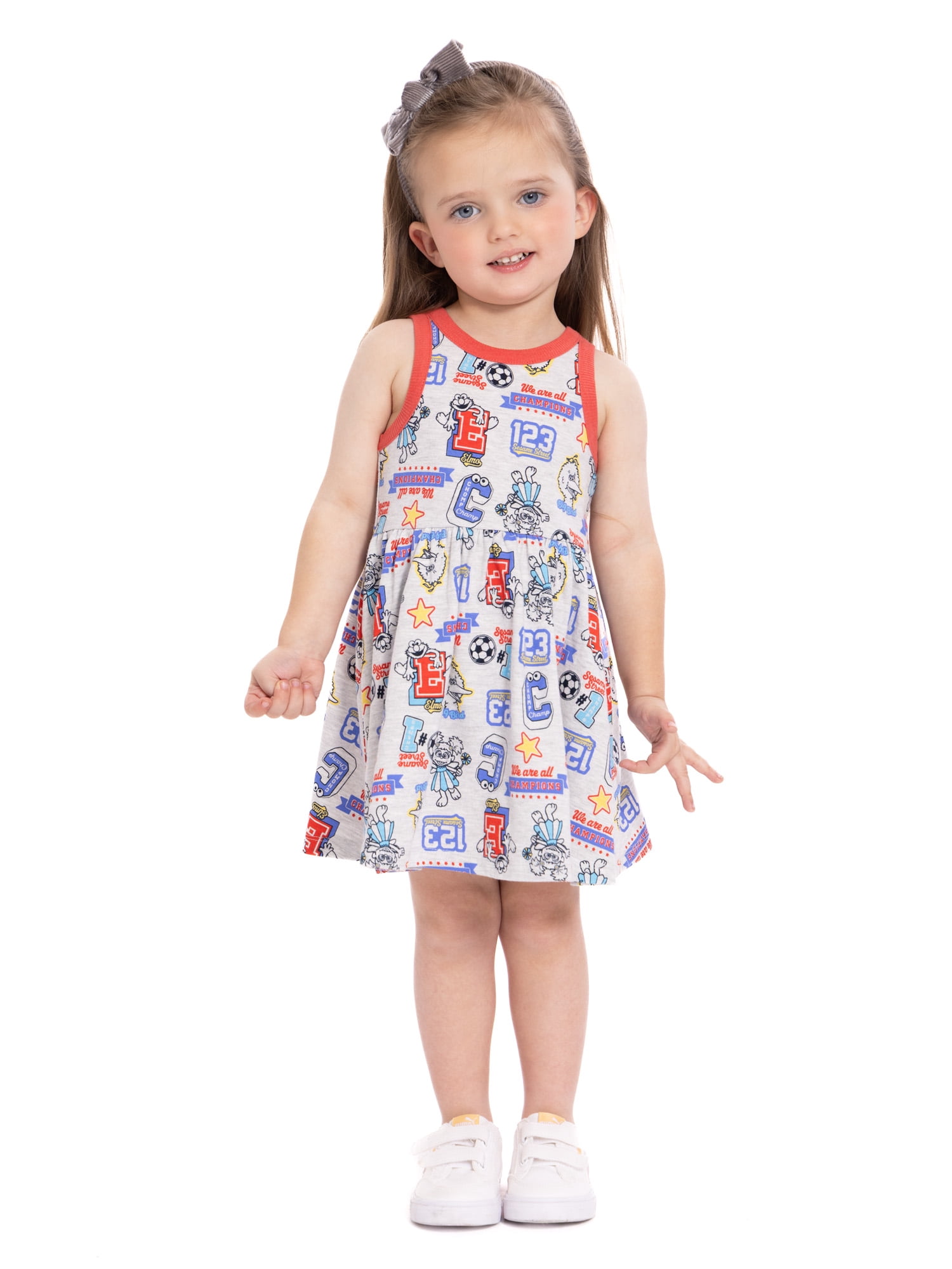Sesame Street Toddler Girls Allover Print Graphic Tank Dress, Sizes 12M-5T