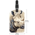 thumbnail image 6 of Square 2Pack PU Leather Abstract Rhinoceros Cruise Luggage Tag with Privacy Cover and Name ID Tag for Travel Handbags Backpacks Luggage Tags, 6 of 6
