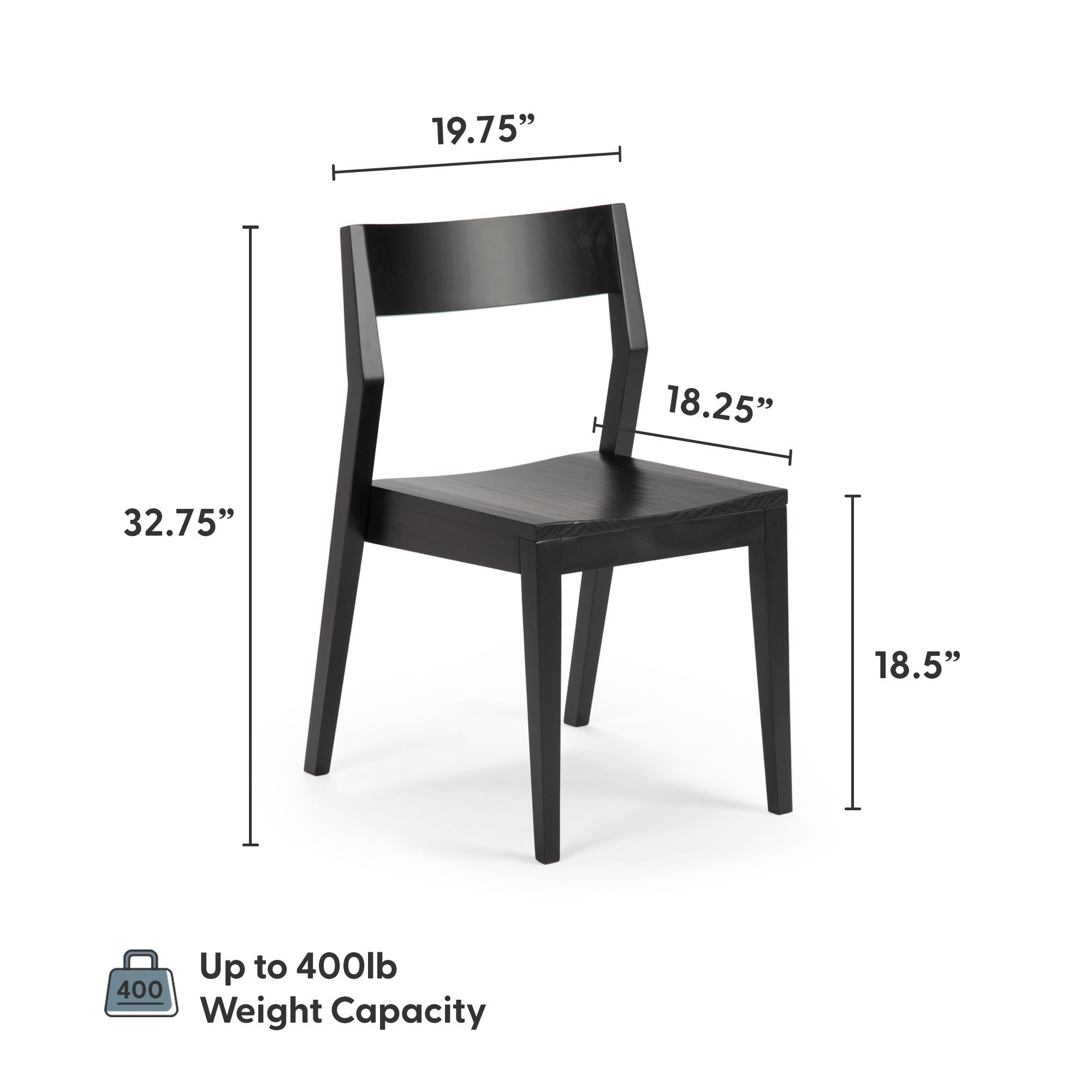 Plank+Beam Modern Dining Chair Set of 2, Solid Wood Chairs for Kitchen, Office, Living Room