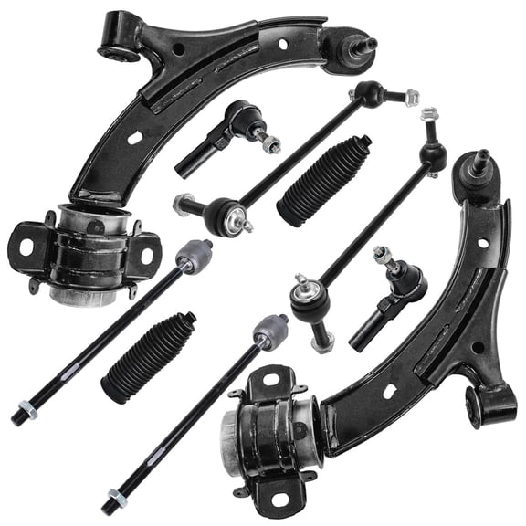 Detroit Axle - 10pc Front End Suspension Kit for Ford 2010 Mustang 2 Lower Control Arms with Ball Joints 2 Sway Bar End Links 4 Inner Outer Tie Rod Ends 2 Boots Replacement