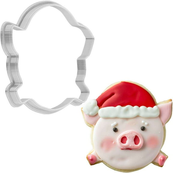 Christmas Pig Wearing Santa Hat Cookie Cutter 4 Inch Made in USA by WONDERTORY