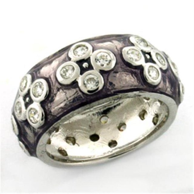Alamode LOAS730-7 Women Rhodium 925 Sterling Silver Ring with Epoxy in Light Amethyst - Size 7
