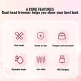 thumbnail image 3 of Body Hair Trimmer for Women, Dual Head Design, Quick Button Operating, Skin Friendly Materials, Rechargeable, Comprehensive Grooming Experience, Wet / Dry Use, 3 of 7