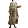 thumbnail image 1 of Vestido suelto de mujer con bolsillos Manga larga Impreso Vintage Casual Vestido de vacaciones Tomshoo Vestido, 1 of 2