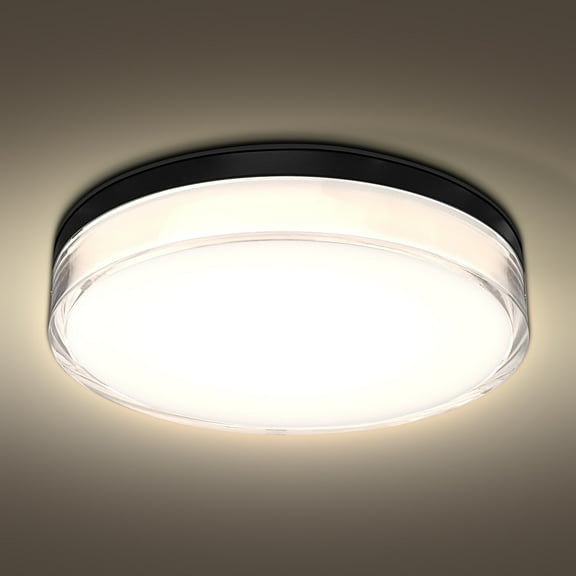 Luxrite Slim 7 Inch LED Flush Mount Outdoor Light 15W 1000 Lumens 5CCT Dimmable Wet Rated IP65 Waterproof ETL Black