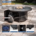thumbnail image 4 of ALAULM 5 Piece Outdoor Conversation Sets, 4 Textilene Fabric Swivel Chairs with Metal Frame and w/48in Propane Round Fire Pit Table for Deck Garden Backyard Porch,Brown, 4 of 7