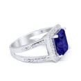thumbnail image 2 of Halo Split Shank Engagement Ring Blue Sapphire CZ 925 Sterling Silver Size 6, 2 of 7